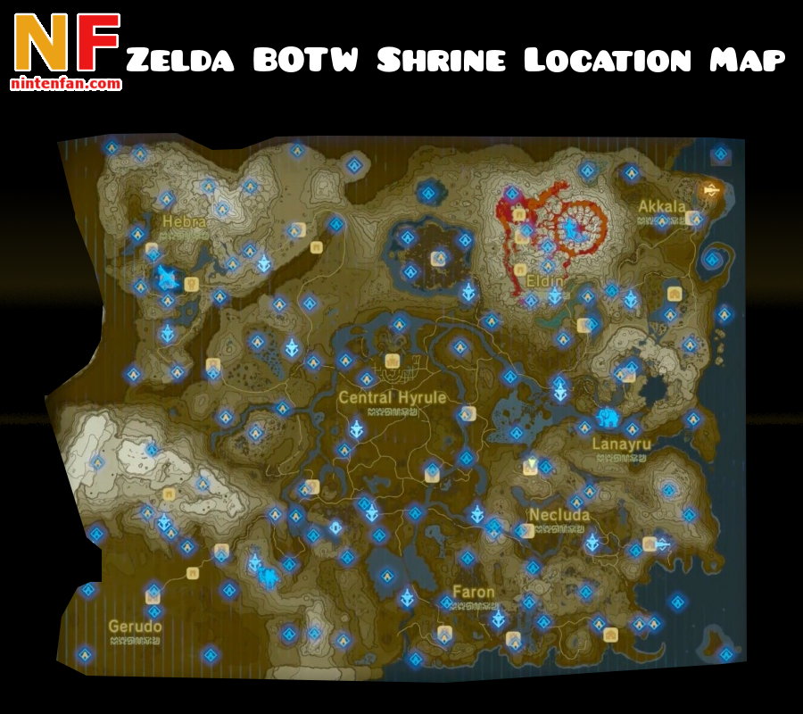 zelda breath of the wild locations of all shrines