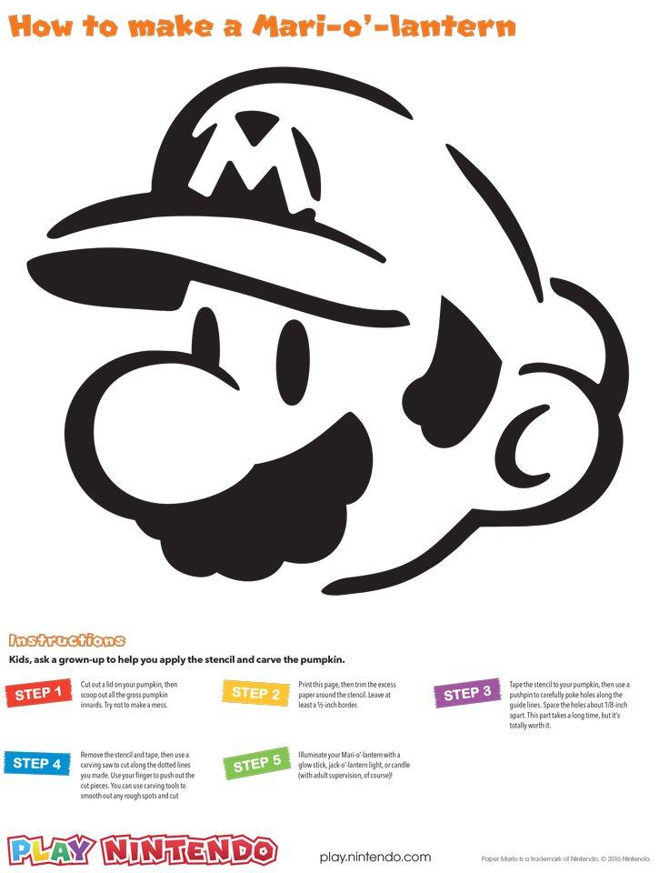 Carve Your Own Super Mario Pumpkin With Nintendo's Mario Stencil