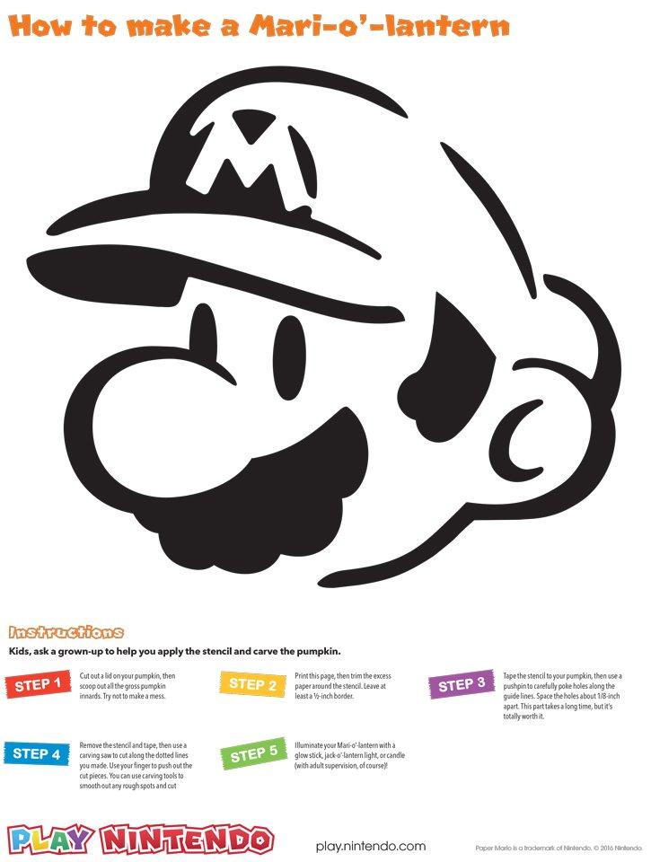 Carve Your Own Super Mario Pumpkin With Nintendo s Mario Stencil
