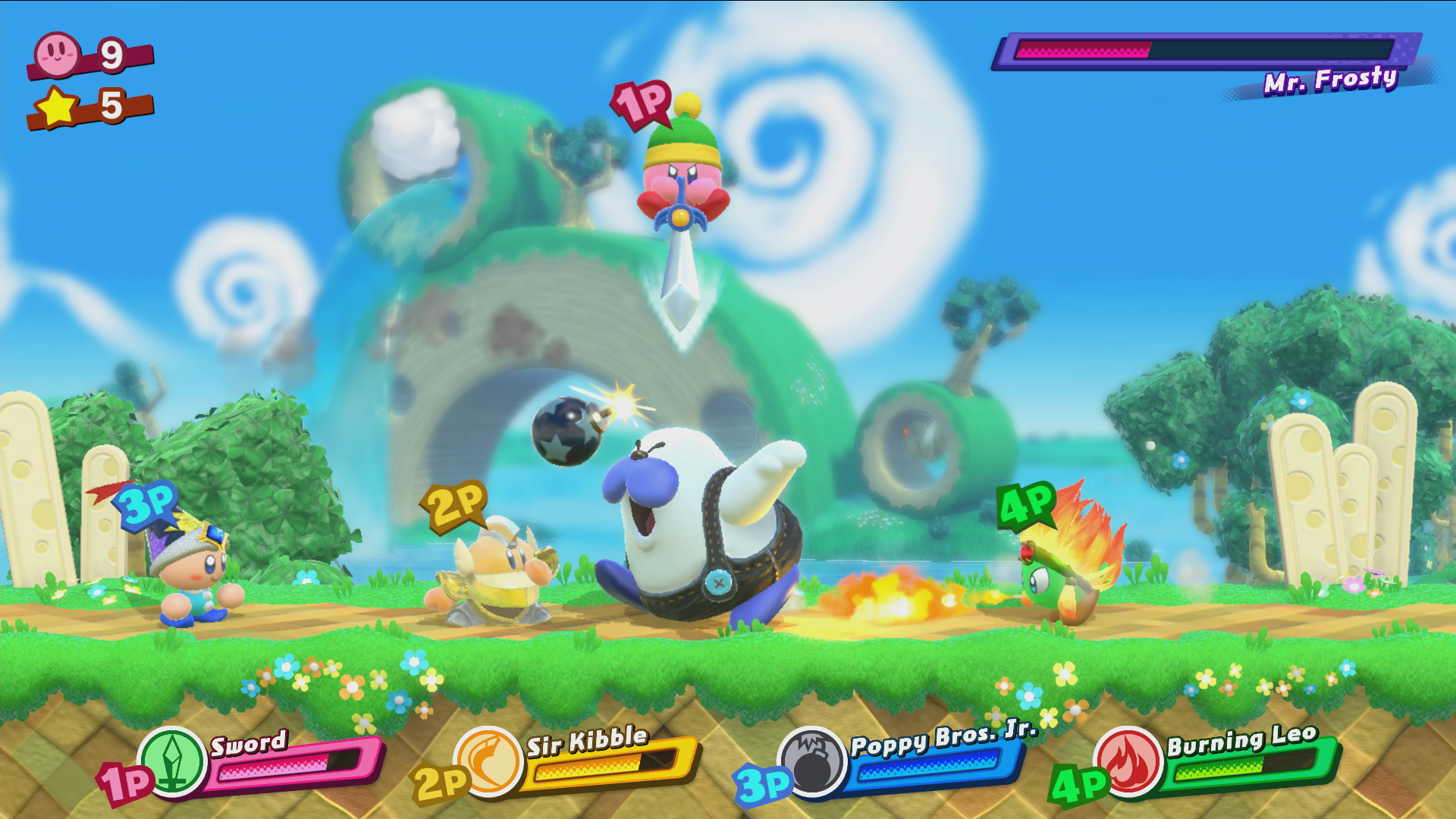 Kirby Star Allies - Fighting Mr. Frosty with Four Players - Nintenfan
